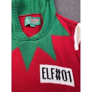 Ugly Christmas Sweater Elf #01 Holiday Sweater Hooded Festive Party Mens